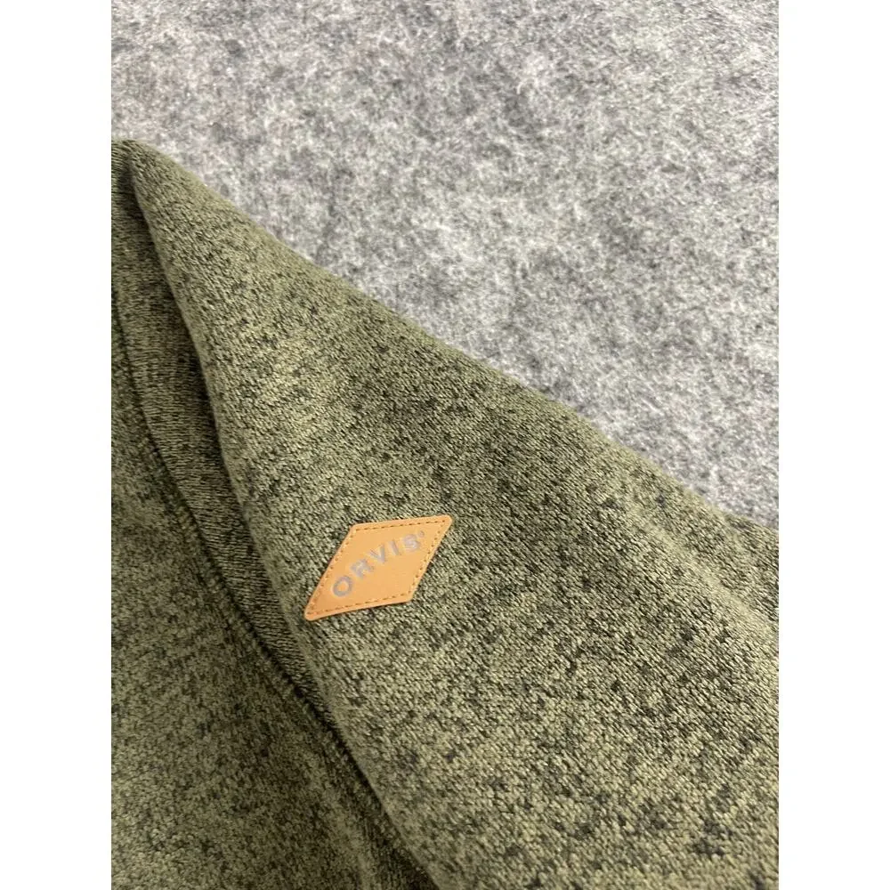 Orvis Sweater Mens Extra Large Green Sherpa Lined Jacket Quarter Zip N305
